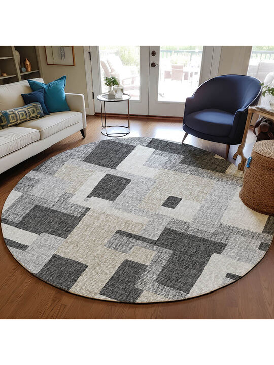Portico PO3 Gray 8' Round Rug