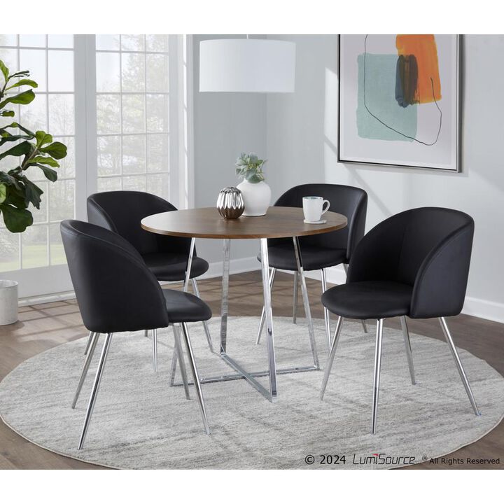 LumiSource Chrome Metal, Walnut Wood Canary Cosmo Dining Table