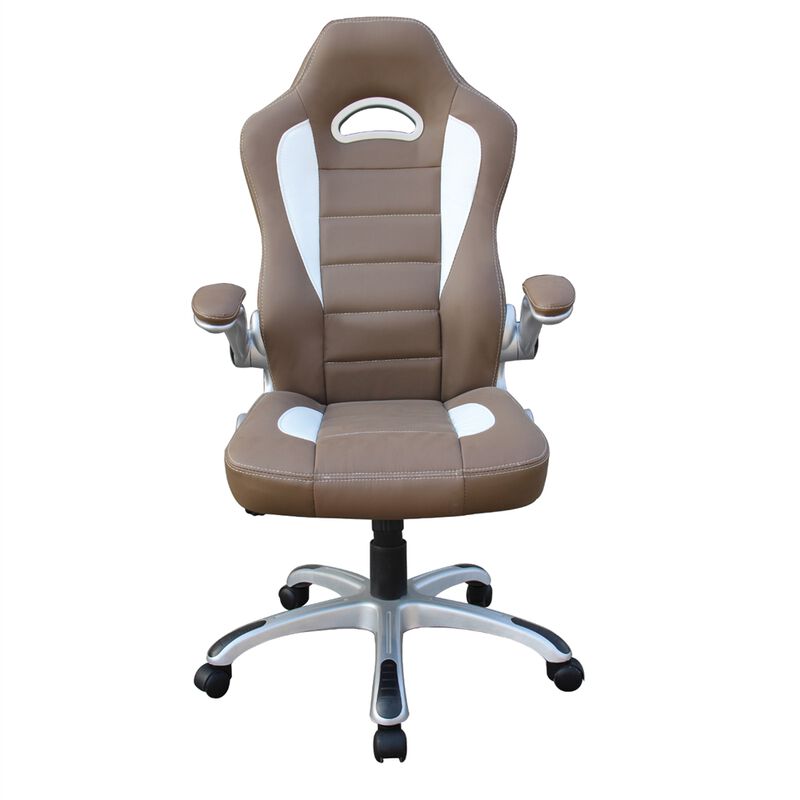 Techni Mobili High Back Executive Sport Race Office Chair with Flip-Up Arms. Color: Camel