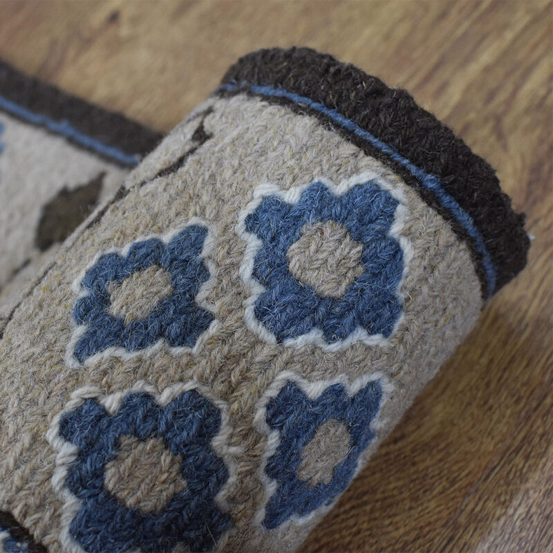 Rugsotic Carpets Hand Knotted Sumak Wool 4'x6' Area Rug Oriental Blue Beige SW0009