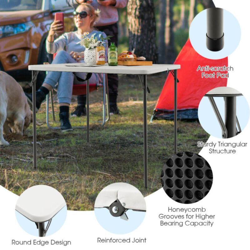 Hivvago Folding Camping Table with HDPE Tabletop and Rustproof Steel Frame