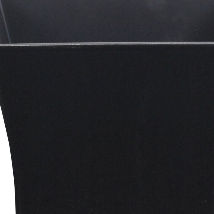 HomeRoots 7" Black Recycled Plastic Indoor Outdoor Square Pot Planter