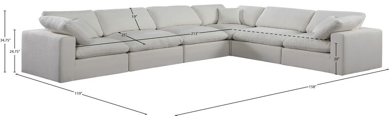 Meridian Furniture Comfy Cream Linen Textured Fabric Modular Sectional