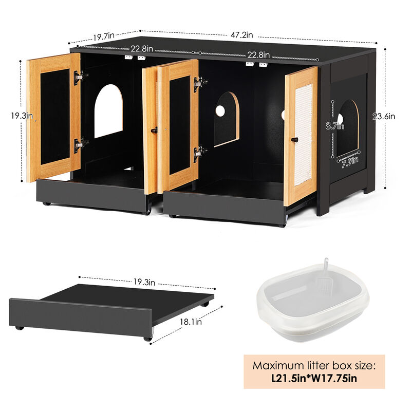 Dabmed Double Cat Litter Box Enclosure image number 8