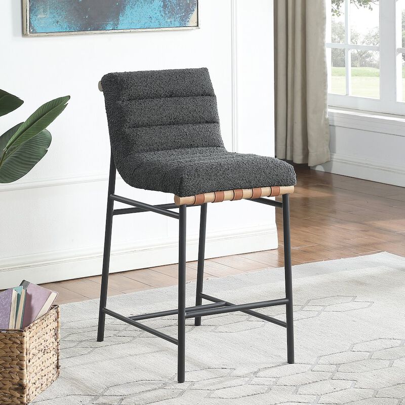 Simple Relax Boucle Fabric Counter Height Chair with Metal Base image number 1