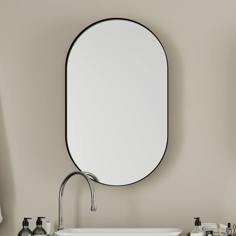 ELEMENT ACE 20x34 Inch Oval Recessed Medicine Cabinet with Mirror and Adjustable Shelves image number 3
