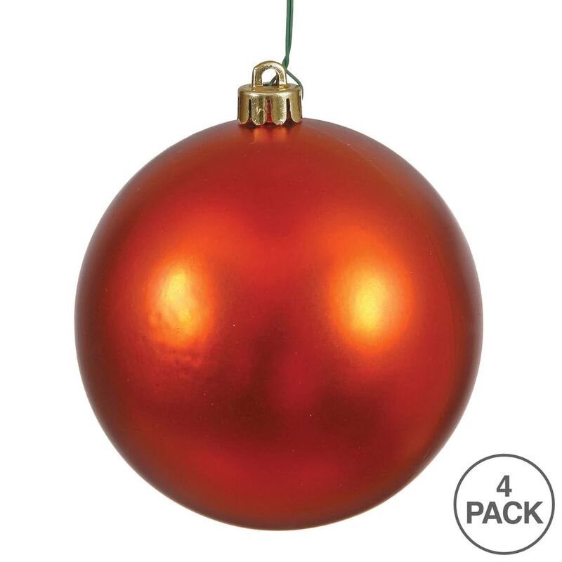 Vickerman 4.75" Burnished Orange Matte Ball Ornament, 4 per Bag image number 2