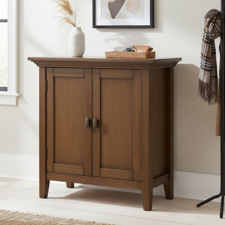 Redmond SOLID WOOD 32 inch Wide Transitional Low Storage Cabinet in Rustic Natural Aged Brown