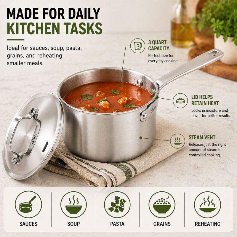 Alva Maestro 5-Piece 5-Ply Stainless Steel Cookware Set image number 2
