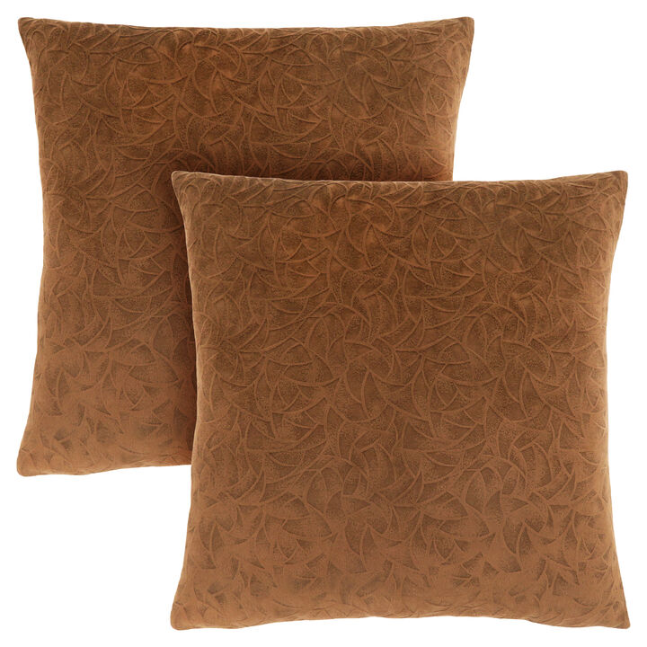 Monarch Specialties I 9269 Pillows, Set Of 2, 18 X 18 Square, Insert Included, Decorative Throw, Accent, Sofa, Couch, Bedroom, Polyester, Hypoallergenic, Brown, Modern
