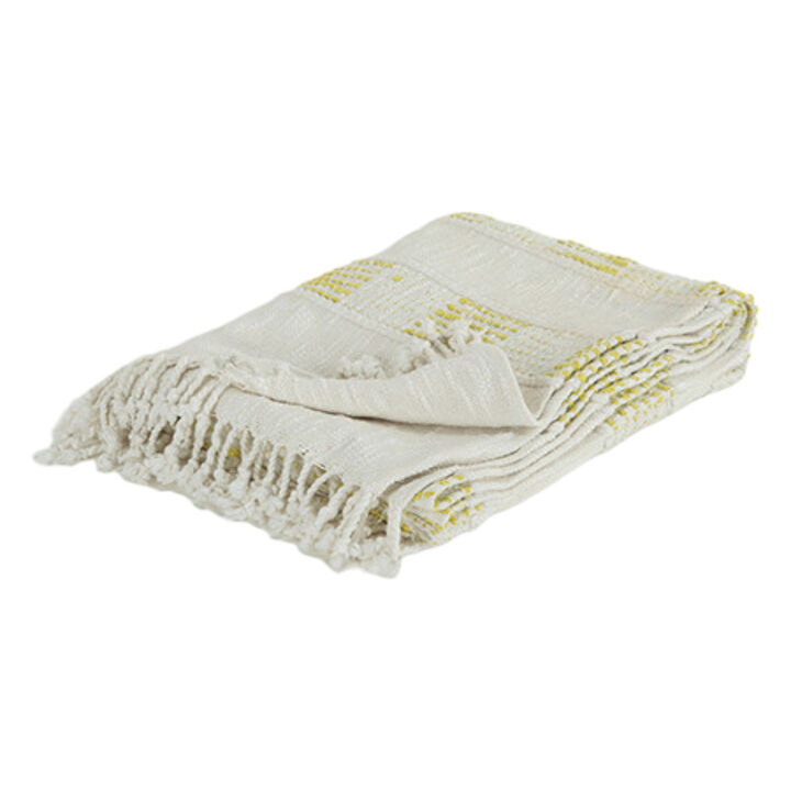 HomeRoots Yellow Woven Cotton Throw Blanket