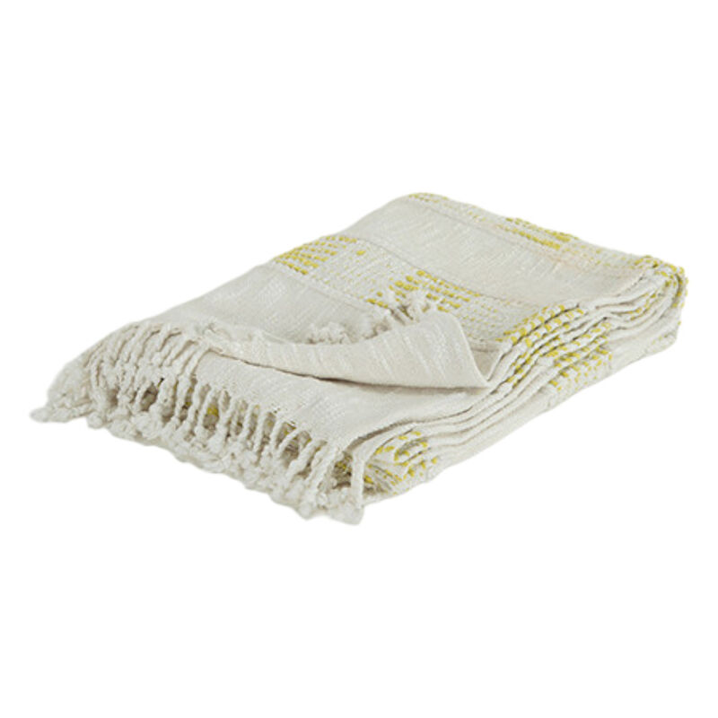 HomeRoots Yellow Woven Cotton Throw Blanket image number 0