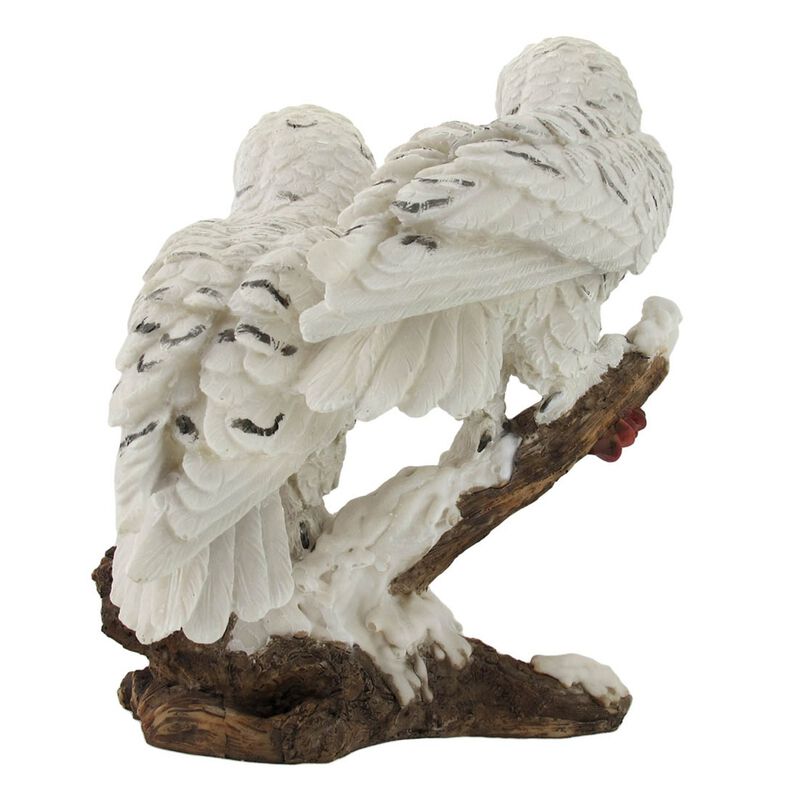 Pair Of Snow Owls On A Branch Statue image number 2