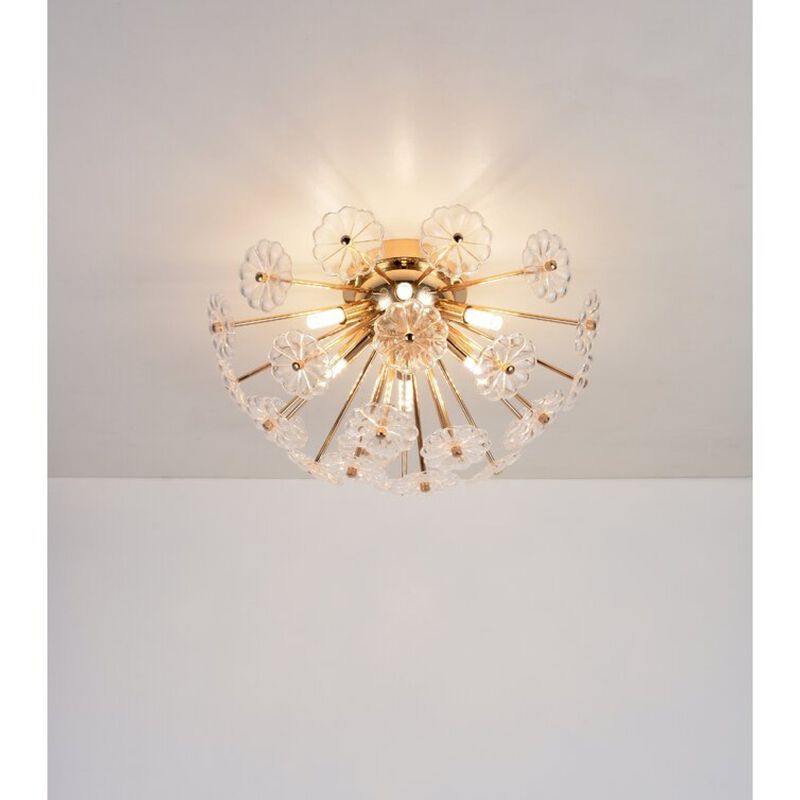 ELEMENT ACE Modern Flush Mount Ceiling Light with Electroplated Finish Glass Petal Lampshade for Bedroom Hallway Kitchen Living Room Nursery Indoor Lighting image number 8