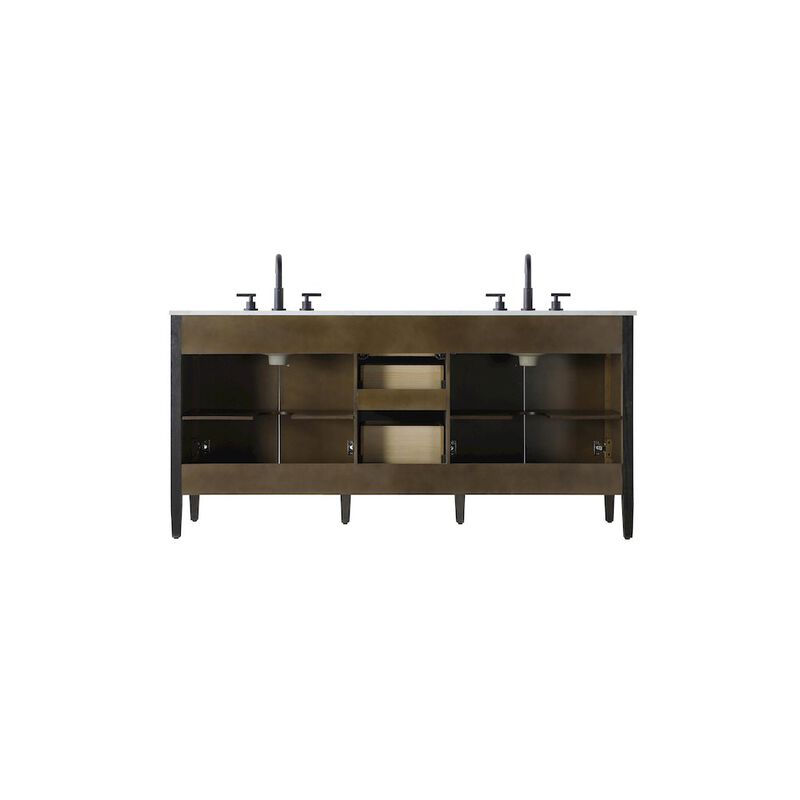 Elegant Kitchen and Bath 72 inch Double Bathroom Vanity inChocolate Oak