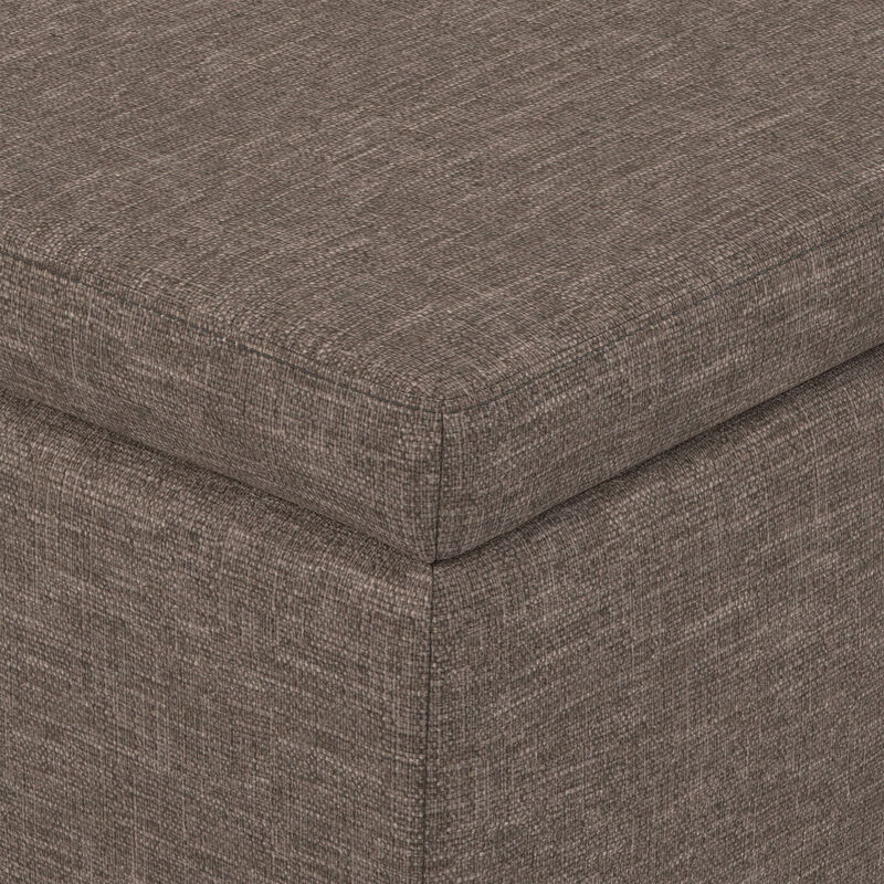 Avalon 48 inch Wide Contemporary Rectangle Storage Ottoman Bench in Fawn Brown Linen Look Fabric, Assembled image number 7