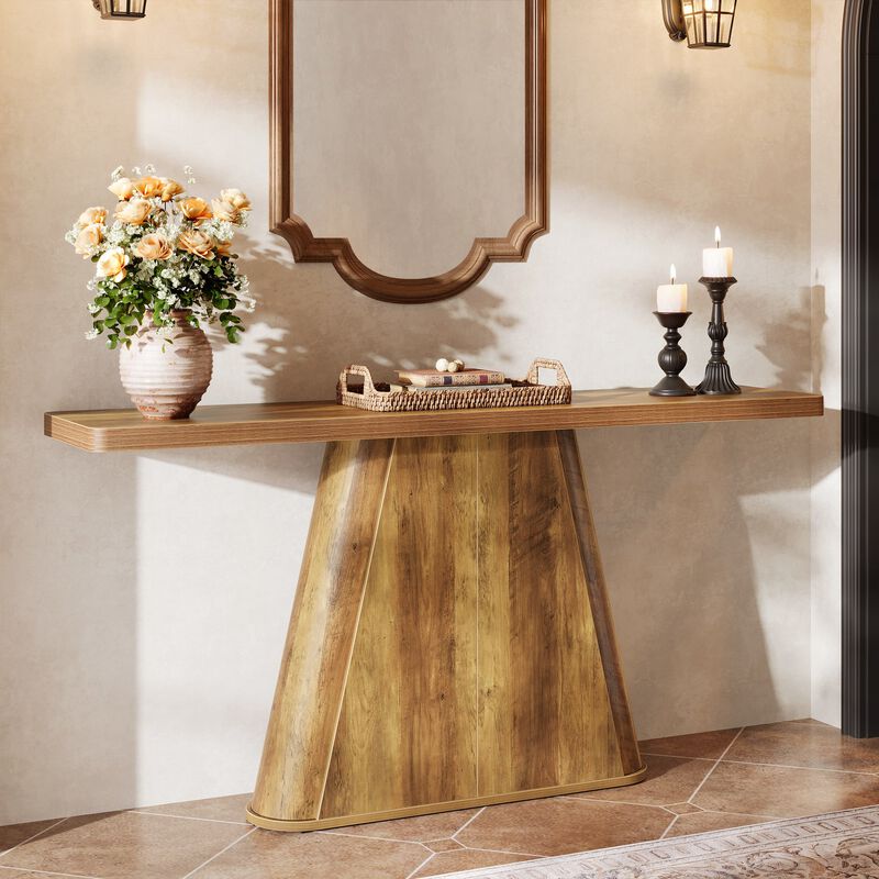 Farmhouse Sofa Console Table for Behind Couch, Entryway Table-Rustic Brown image number 4