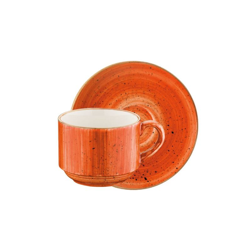Terracota Stacking 7 oz. Coffee Cup+Saucer Set for 2