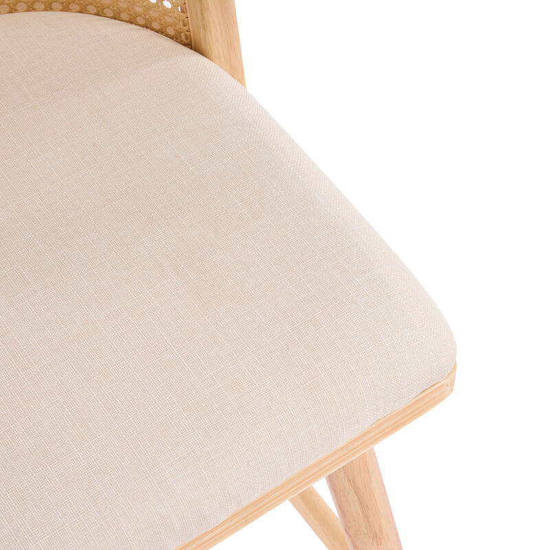 Christopher Knight Home Lyric Modern Woven Rattan Rubberwood Upholstered Counter Stools with Rattan Curved Backrest (Set of 4) image number 7