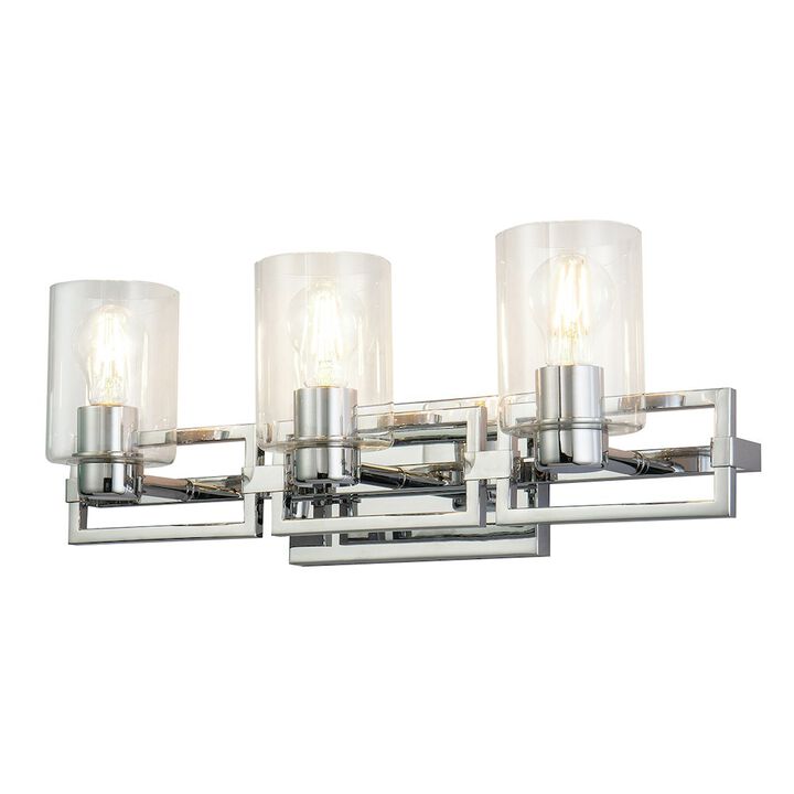 Lucas McKearn Estes 3 Light Bath Vanity In Polished Chrome