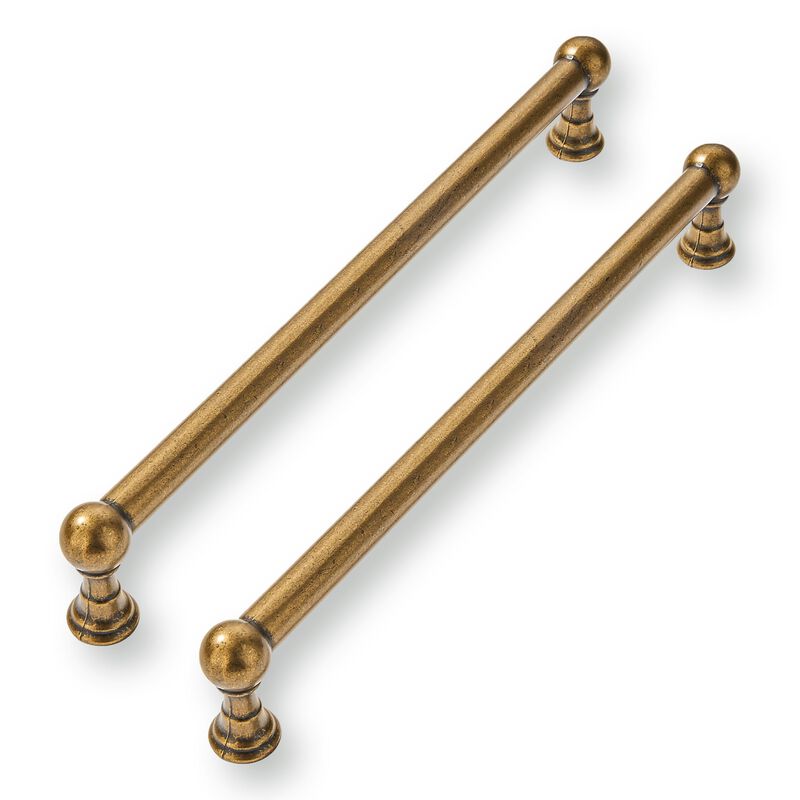 CABDM 2 Pack 12 Inch Solid Kitchen Cabinet Handles Antique Brass Heavy Duty Cabinet Pulls Drawer Pulls Cabinet Hardware Kitchen