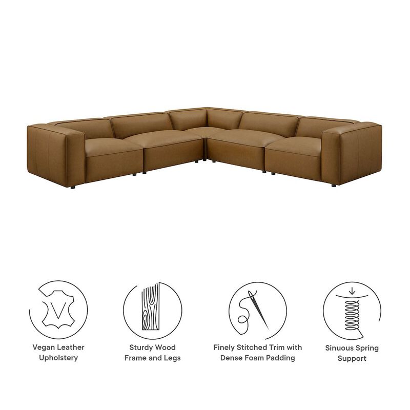 Auren 5-Piece Upholstered Vegan Leather Modular L-Shaped Sofa image number 2