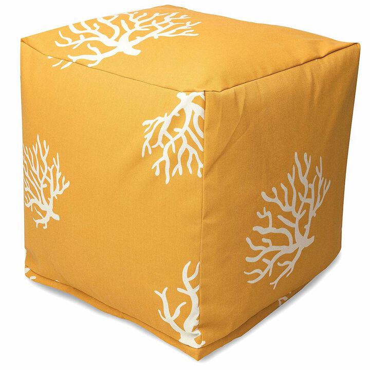 Majestic Home Goods Cube Pouf Coral Yellow