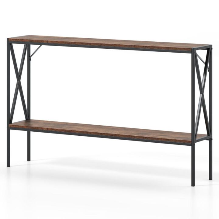 Hivvago Narrow Console Table 2-Tier Entryway Table with Storage