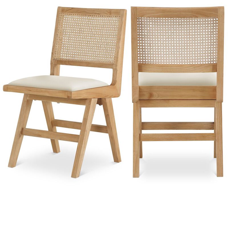 Meridian Furniture Abby Cream Vegan Leather Dining Side Chair, Set of 2