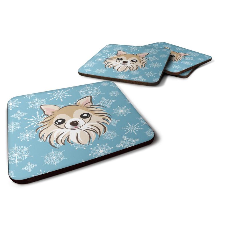 Caroline's Treasures BB1685FC Snowflake Chihuahua Foam Coasters (Set of 4), 3.5, Multicolor