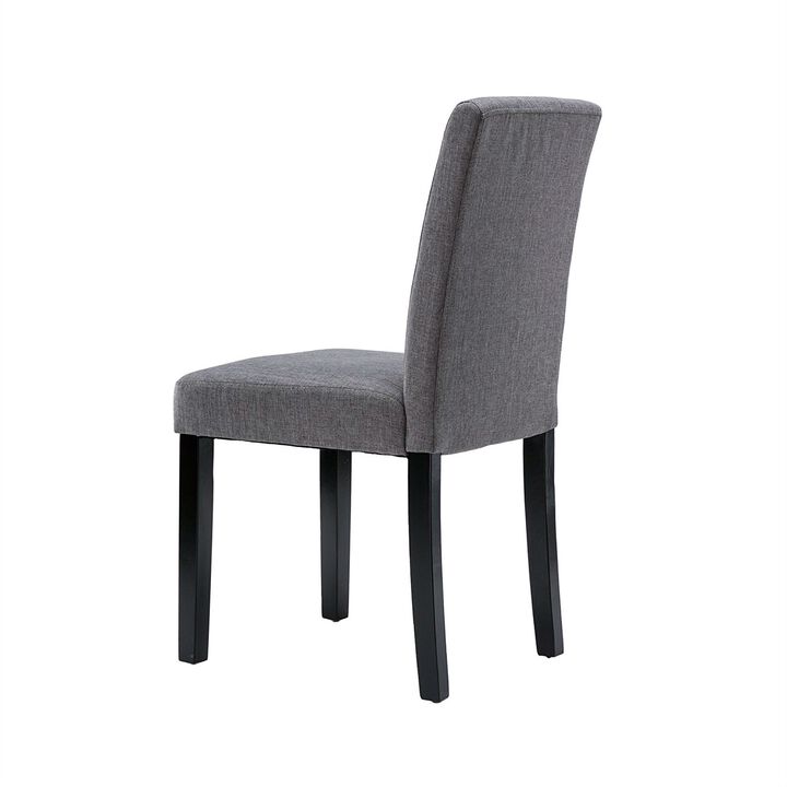 Hivvago Set of 2   Grey Fabric Dining Chairs with Black Wood Legs