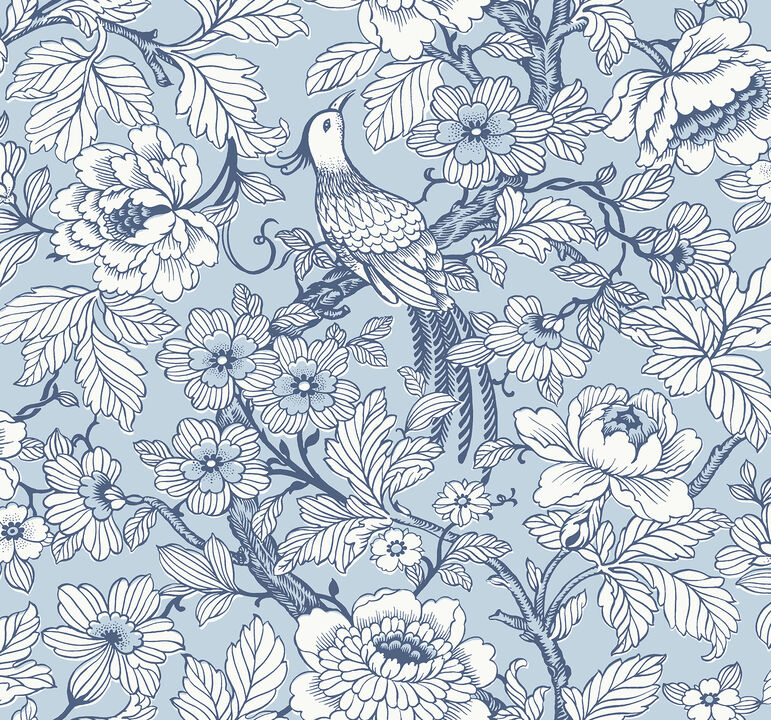 Beaufort Light Blue Peony Chinoiserie Wallpaper (Set of 2)