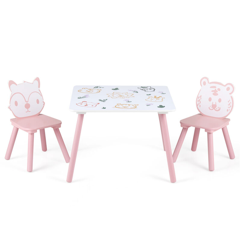 Kids Table and Chair Set 3PCS Animal Pattern Furniture Set image number 0
