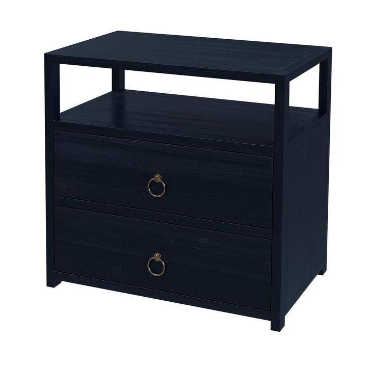 Butler Specialty Lark 2 Drawer Wide Nightstand, Navy Blue