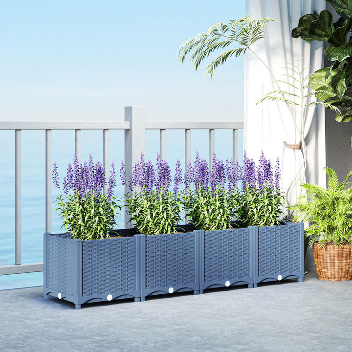 Hivvago Plastic Raised Planter Box for Herbs and Veggies
