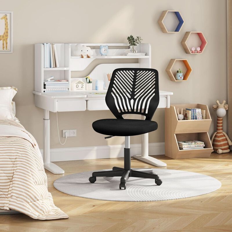ShipItFurniture Low Back Armless Desk Chair with Lumbar Support, Black image number 2