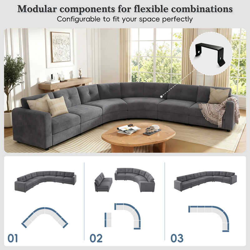 Merax Curved Modular Sectional Sofa with Customizable Layout, High-Resilience Foam & Pocket Spring Seats image number 5
