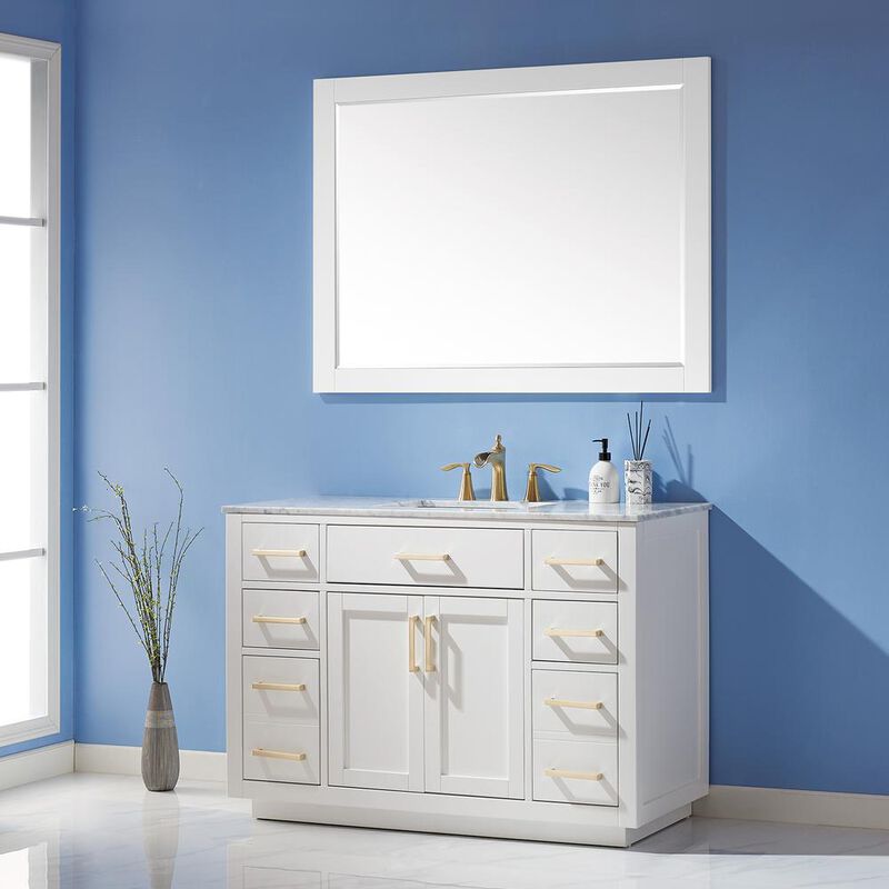 Altair 48 Rectangular Bathroom Wood Framed Wall Mirror in White