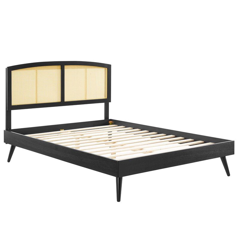Modway - Sierra Cane and Wood King Platform Bed with Splayed Legs