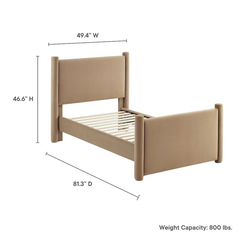 Modway Rael Performance Velvet Twin Platform Bed image number 2