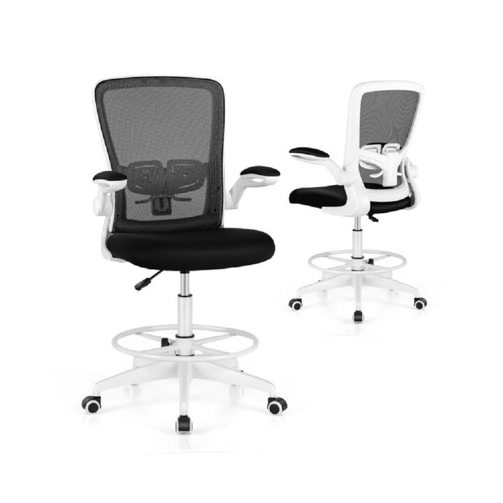 Height Adjustable Drafting Chair with Flip Up Arms for Home Office