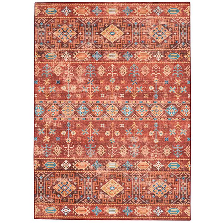 Linon Washable Devlin Red/Ivory, Rug