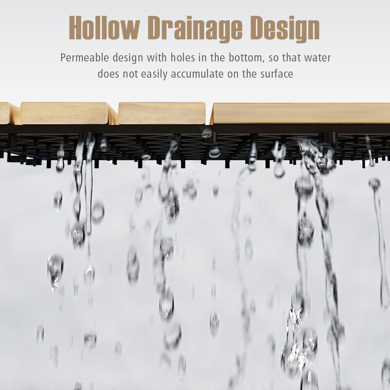 10 Pieces Acacia Wood  Interlocking Check Deck Tiles