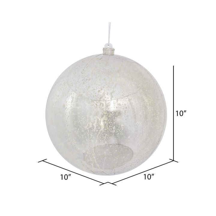 Vickerman 10" Silver Shiny Mercury Ball Ornament - Texture and Elegance for Holiday Decorating - Reliable Hanging - Exceptional Collection Addition - Perfect for Christmas Tree