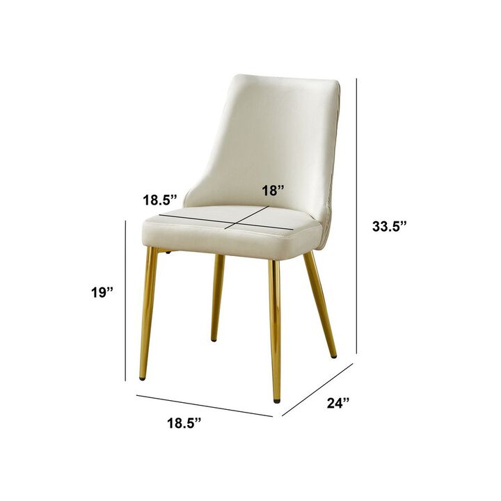 Best Quality Furniture Set Of 2 Velvet Side Chairs In Cream And Pleated Back