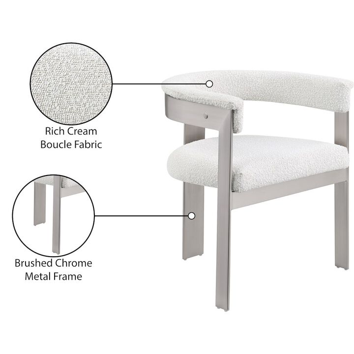 Meridian Furniture Romeo Cream Boucle Fabric Dining Chair, Set of 2