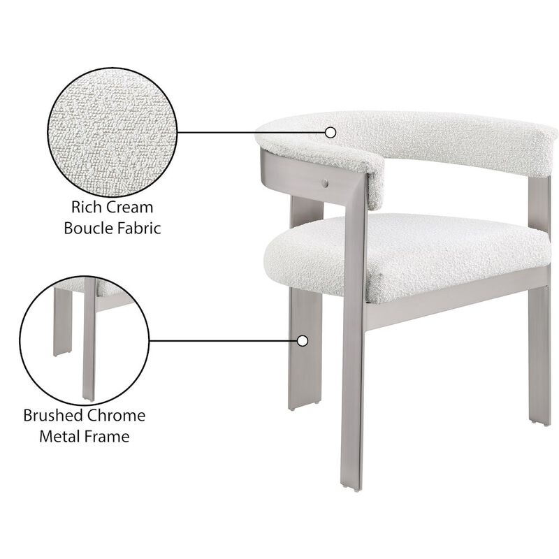 Meridian Furniture Romeo Cream Boucle Fabric Dining Chair, Set of 2
