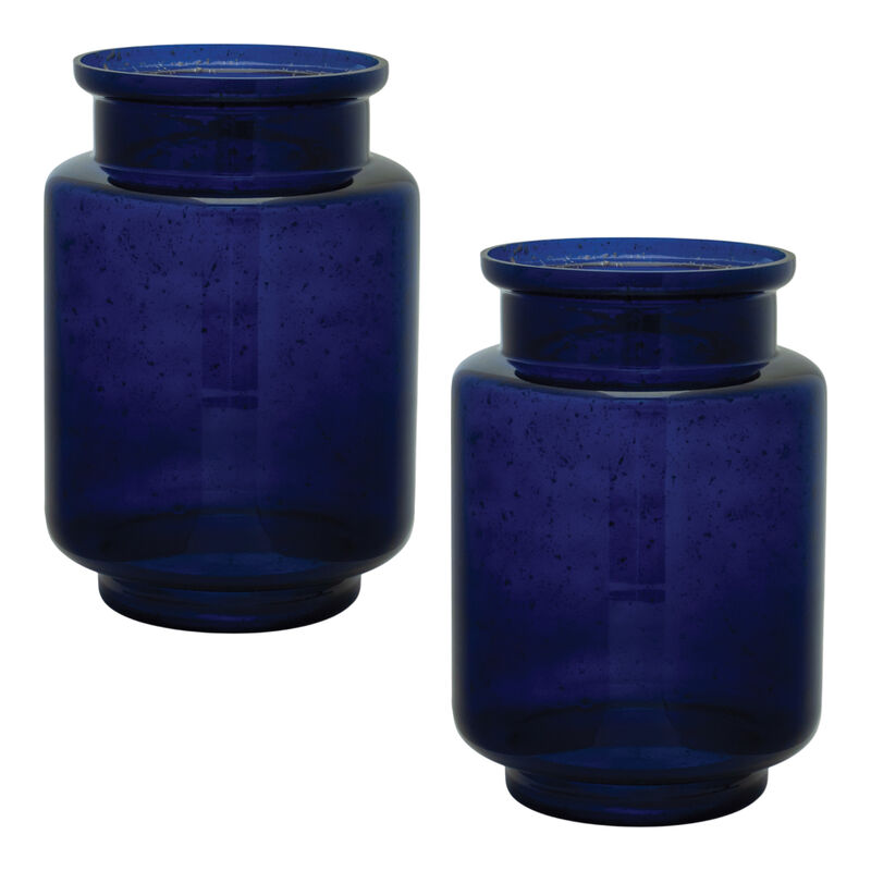 Set of 2 Decorative Bubbled Glass Vases for Contemporary Home Accents