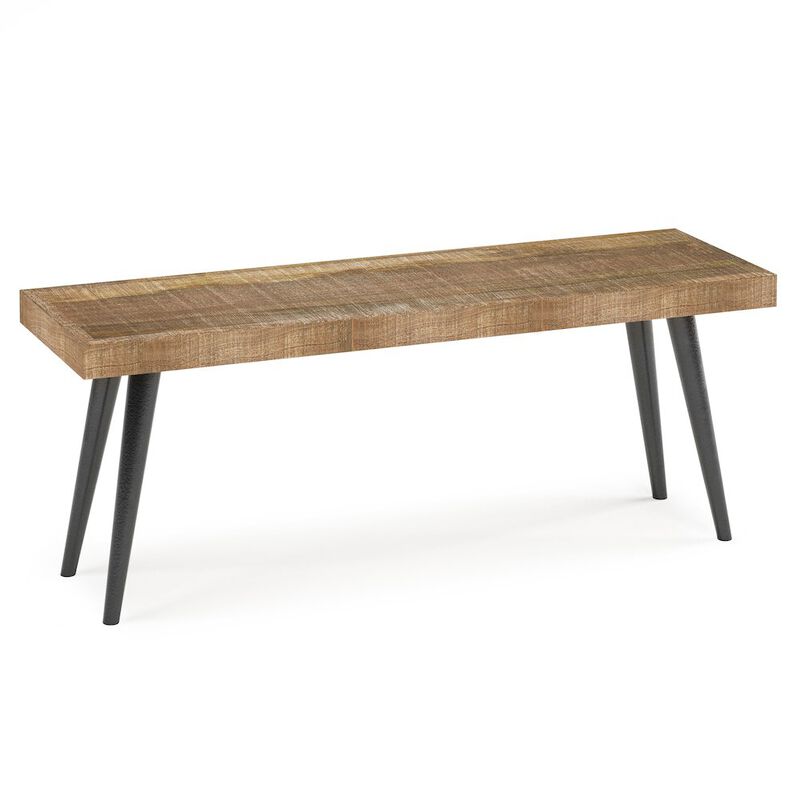 Simpli Home Durham Solid Mango Wood Bench In Distressed Natural