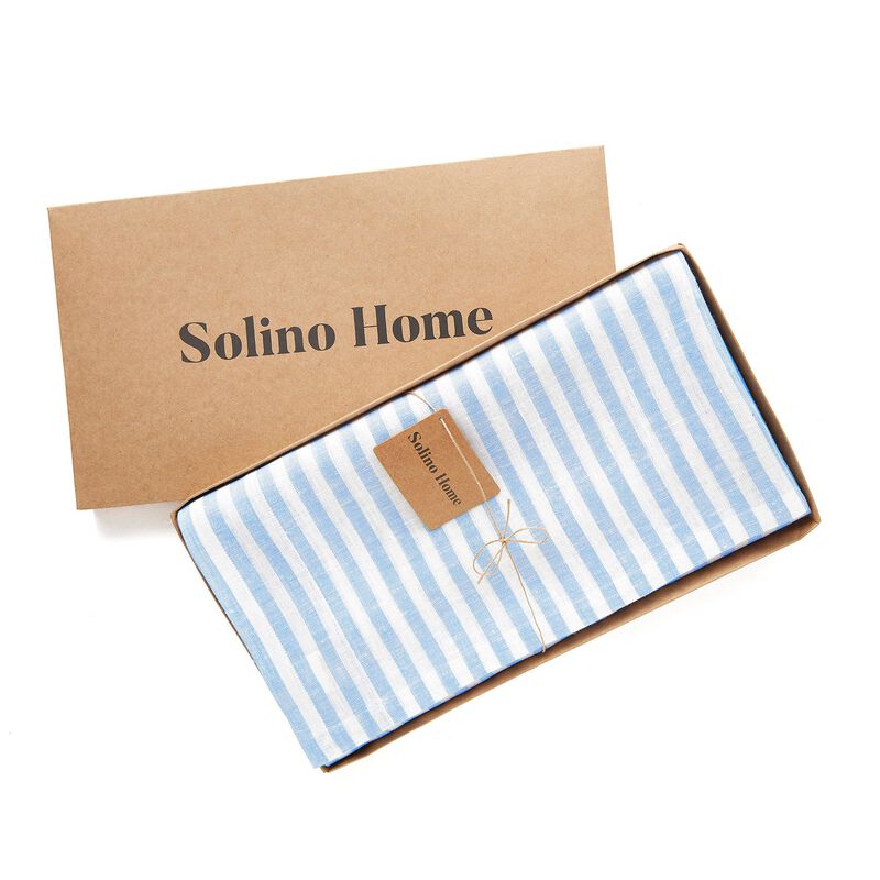 Solino Home 100% Pure Linen Tablecloth - Amalfi Stripe